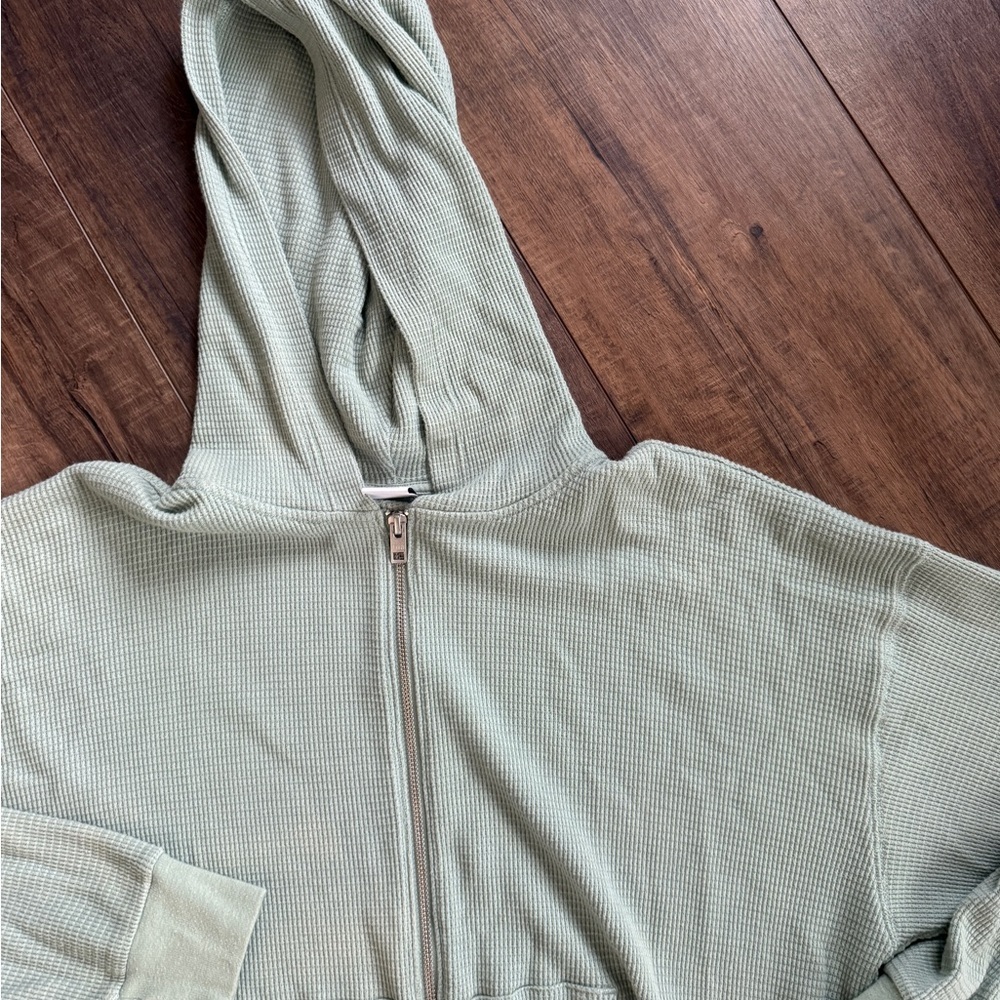 Women's Green Zip-Up Hoodie - Picture 2 of 3